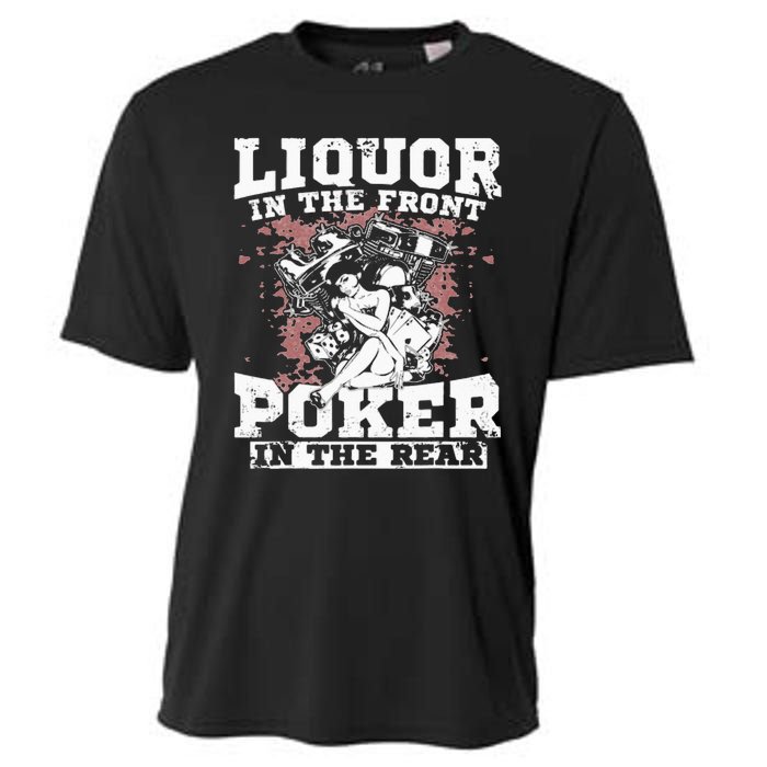 Liquor In The Front Poker In The Rear Awesome Racing Cooling Performance Crew T-Shirt