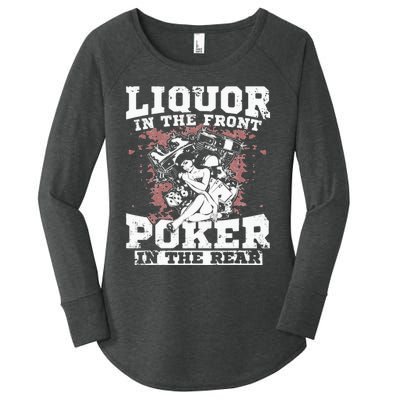 Liquor In The Front Poker In The Rear Awesome Racing Women's Perfect Tri Tunic Long Sleeve Shirt