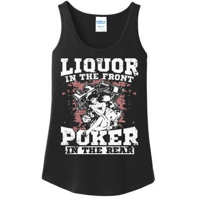 Liquor In The Front Poker In The Rear Awesome Racing Ladies Essential Tank