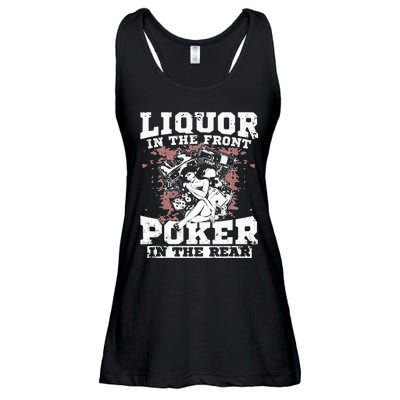 Liquor In The Front Poker In The Rear Awesome Racing Ladies Essential Flowy Tank