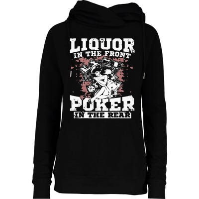 Liquor In The Front Poker In The Rear Awesome Racing Womens Funnel Neck Pullover Hood