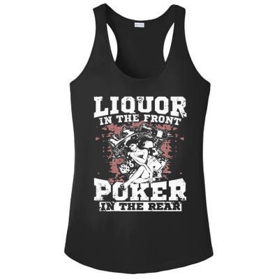 Liquor In The Front Poker In The Rear Awesome Racing Ladies PosiCharge Competitor Racerback Tank