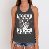 Liquor In The Front Poker In The Rear Awesome Racing Women's Knotted Racerback Tank