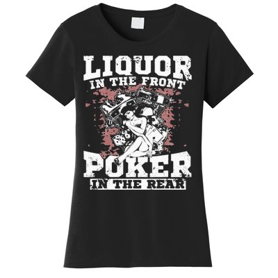 Liquor In The Front Poker In The Rear Awesome Racing Women's T-Shirt