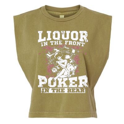 Liquor In The Front Poker In The Rear Awesome Racing Garment-Dyed Women's Muscle Tee