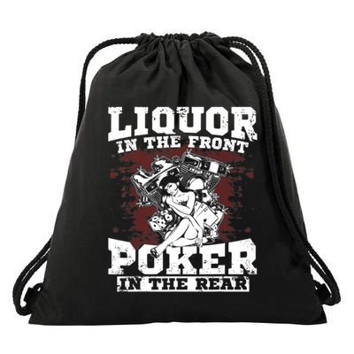 Liquor In The Front Poker In The Rear Awesome Drawstring Bag