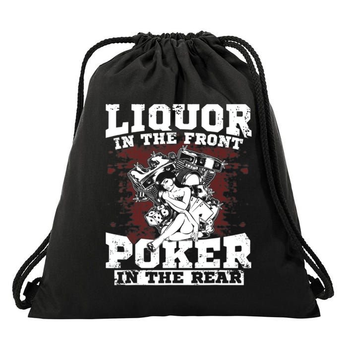 Liquor In The Front Poker In The Rear Awesome Drawstring Bag