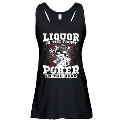 Liquor In The Front Poker In The Rear Awesome Ladies Essential Flowy Tank