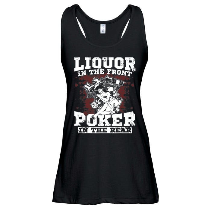 Liquor In The Front Poker In The Rear Awesome Ladies Essential Flowy Tank