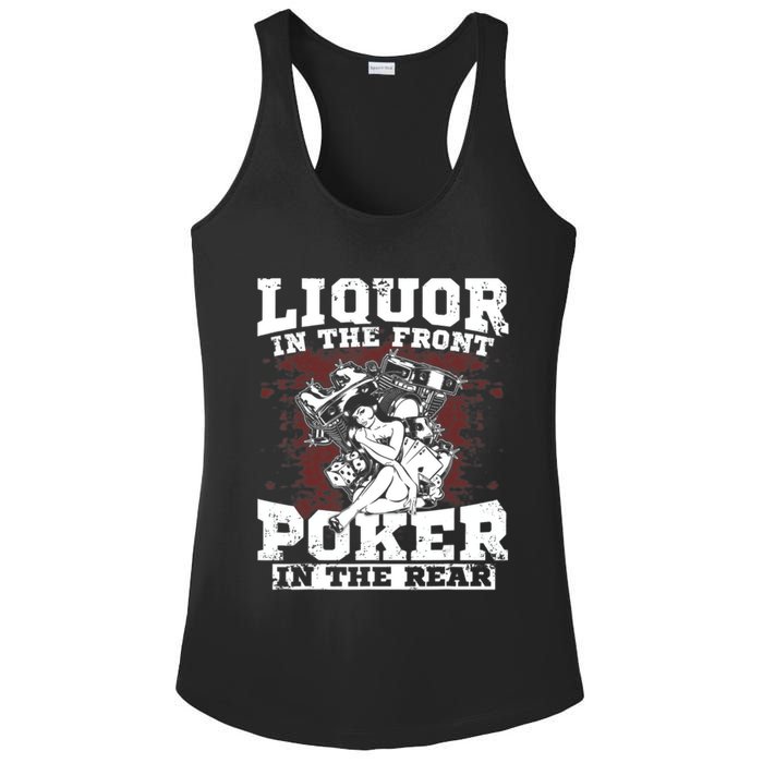 Liquor In The Front Poker In The Rear Awesome Ladies PosiCharge Competitor Racerback Tank