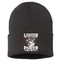 Liquor In The Front Poker In The Rear Awesome Sustainable Knit Beanie