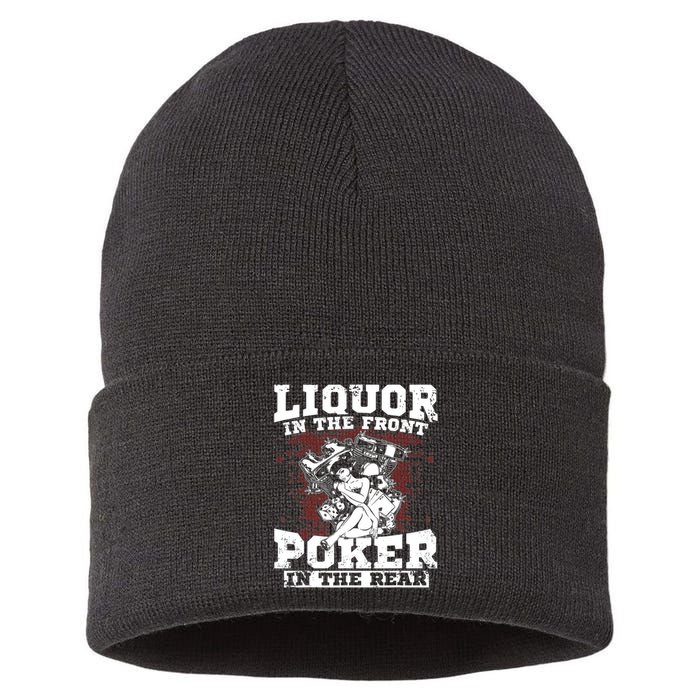 Liquor In The Front Poker In The Rear Awesome Sustainable Knit Beanie