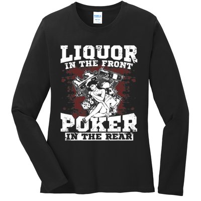 Liquor In The Front Poker In The Rear Awesome Ladies Long Sleeve Shirt