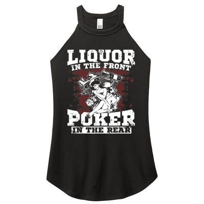 Liquor In The Front Poker In The Rear Awesome Women's Perfect Tri Rocker Tank