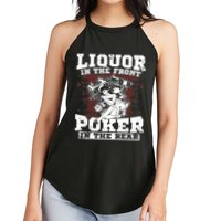Liquor In The Front Poker In The Rear Awesome Women's Perfect Tri Rocker Tank