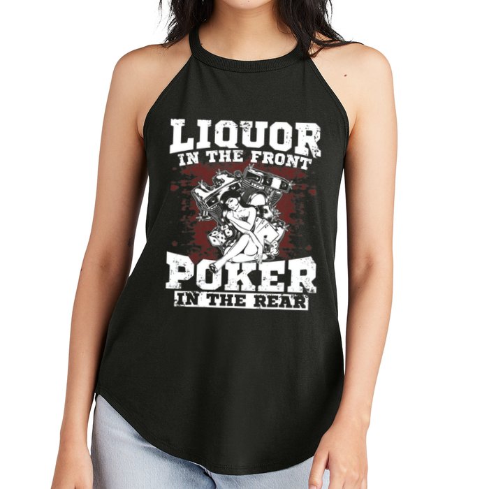 Liquor In The Front Poker In The Rear Awesome Women's Perfect Tri Rocker Tank