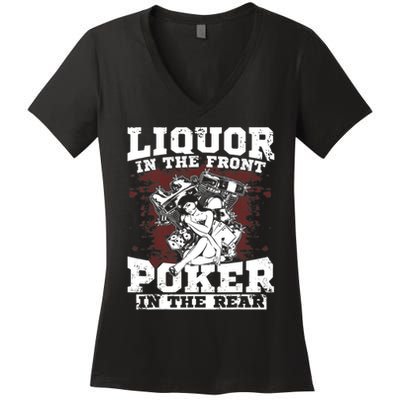 Liquor In The Front Poker In The Rear Awesome Women's V-Neck T-Shirt