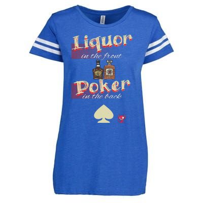 Liquor In The Front Poker In The Back Enza Ladies Jersey Football T-Shirt