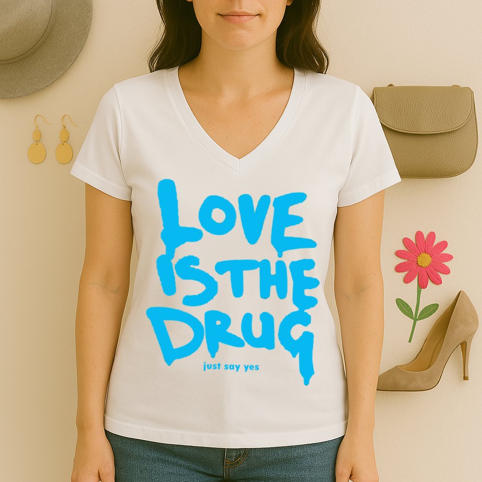 Love Is The Drug Just Say Yes Women's V-Neck T-Shirt