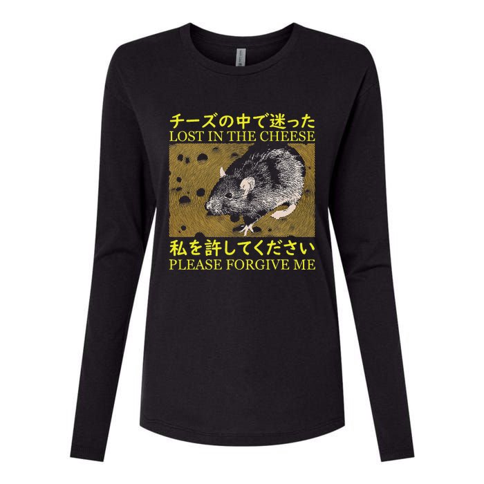 Lost In The Cheese Japanese Rat Womens Cotton Relaxed Long Sleeve T-Shirt