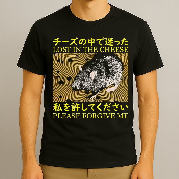 Lost In The Cheese Japanese Rat T-Shirt