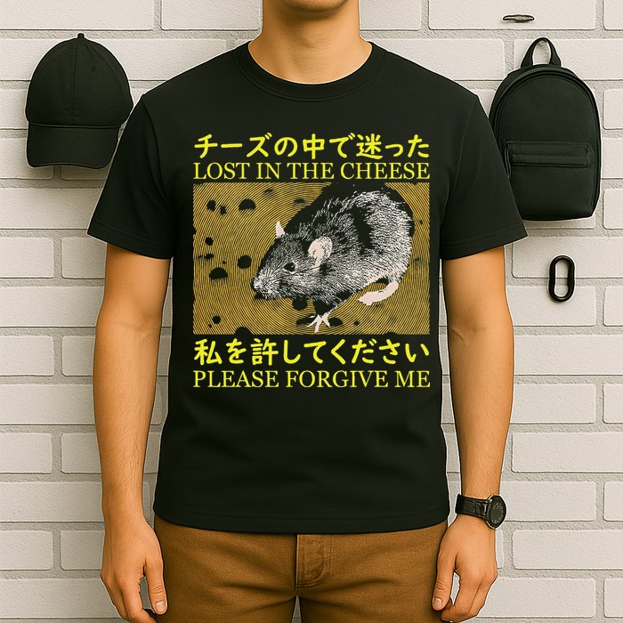 Lost In The Cheese Japanese Rat T-Shirt