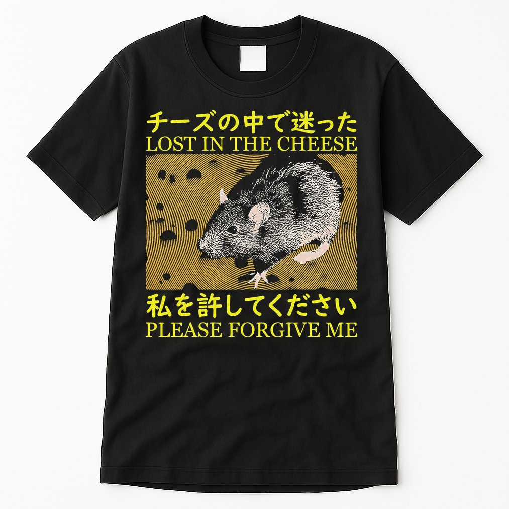 Lost In The Cheese Japanese Rat Tall T-Shirt