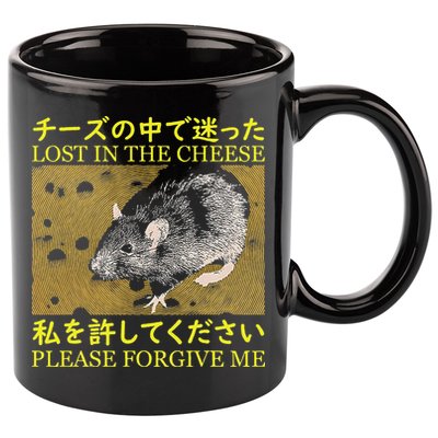 Lost In The Cheese Japanese Rat 11oz C Handle Ceramic Mug