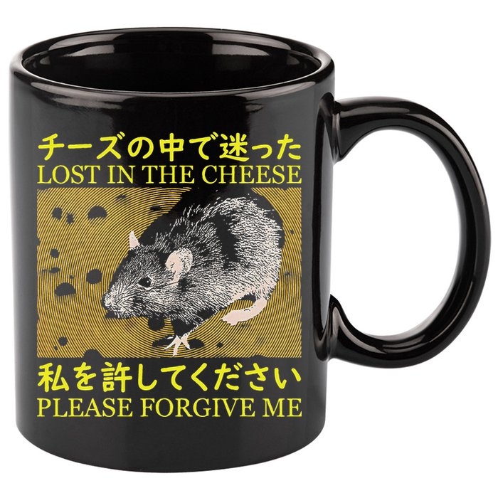 Lost In The Cheese Japanese Rat 11oz C Handle Ceramic Mug