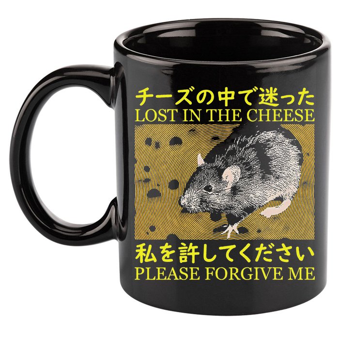 Lost In The Cheese Japanese Rat 11oz C Handle Ceramic Mug