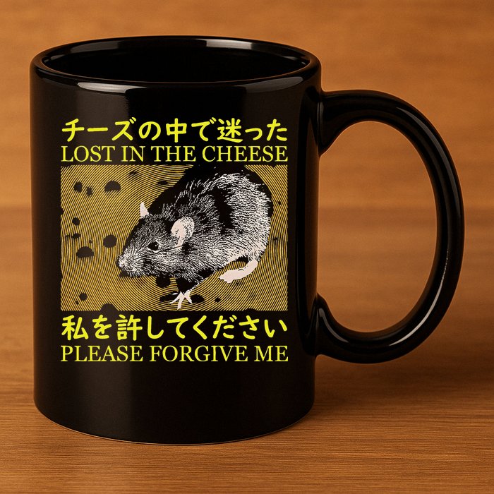 Lost In The Cheese Japanese Rat 11oz C Handle Ceramic Mug