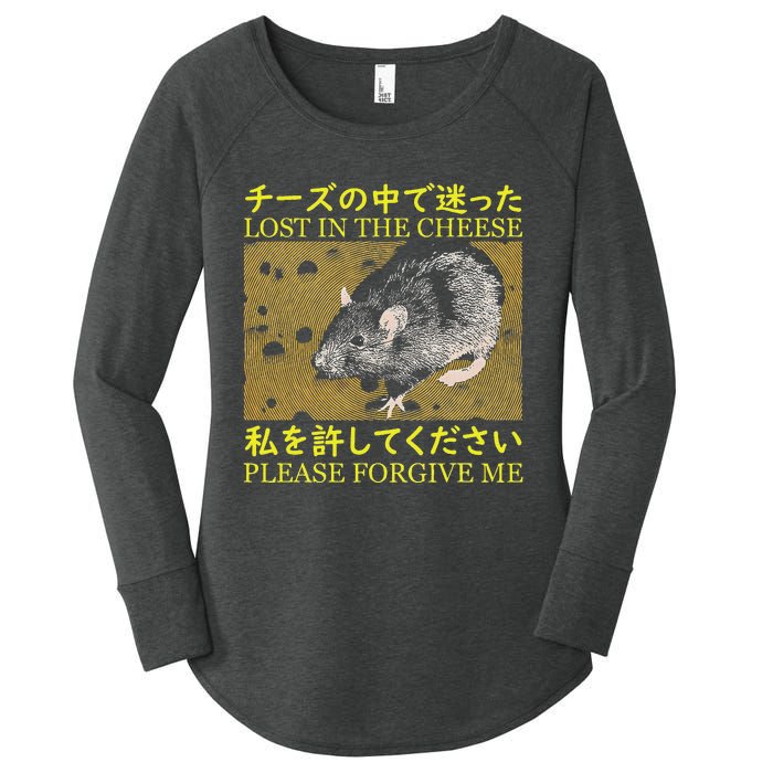 Lost In The Cheese Japanese Rat Women's Perfect Tri Tunic Long Sleeve Shirt