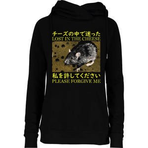 Lost In The Cheese Japanese Rat Womens Funnel Neck Pullover Hood