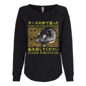 Lost In The Cheese Japanese Rat Womens California Wash Sweatshirt