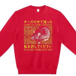 Lost In The Cheese Japanese Rat Premium Crewneck Sweatshirt