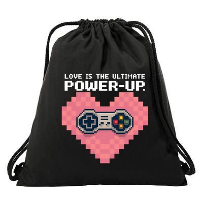 Love Is The Ultimate Powerup Funny Heart Game Controller Great Gift Drawstring Bag