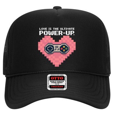 Love Is The Ultimate Powerup Funny Heart Game Controller Great Gift Trucker Hat