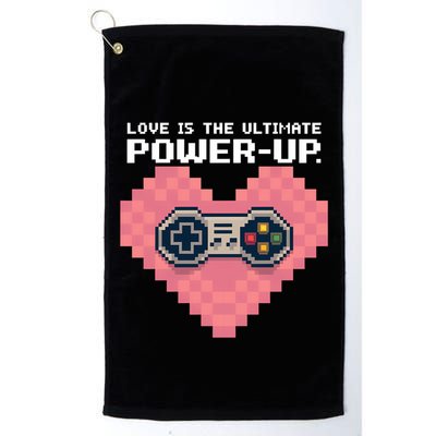 Love Is The Ultimate Powerup Funny Heart Game Controller Great Gift Golf Towel