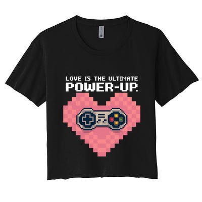 Love Is The Ultimate Powerup Funny Heart Game Controller Great Gift Crop Top