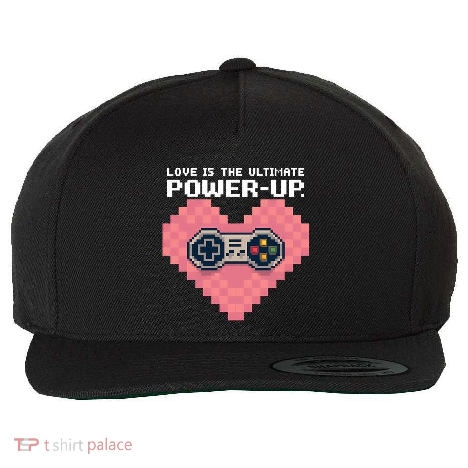 Love Is The Ultimate Powerup Funny Heart Game Controller Great Gift Wool Snapback Cap