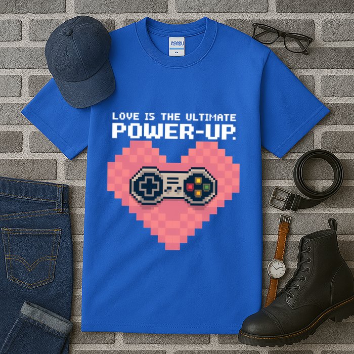 Love Is The Ultimate Powerup Funny Heart Game Controller Great Gift Tall T-Shirt