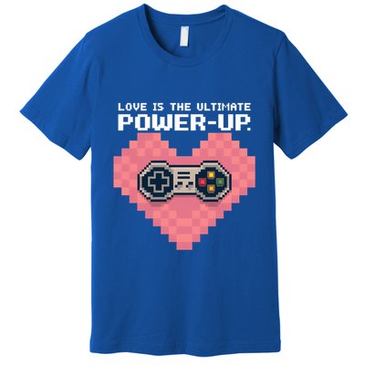 Love Is The Ultimate Powerup Funny Heart Game Controller Great Gift Premium T-Shirt