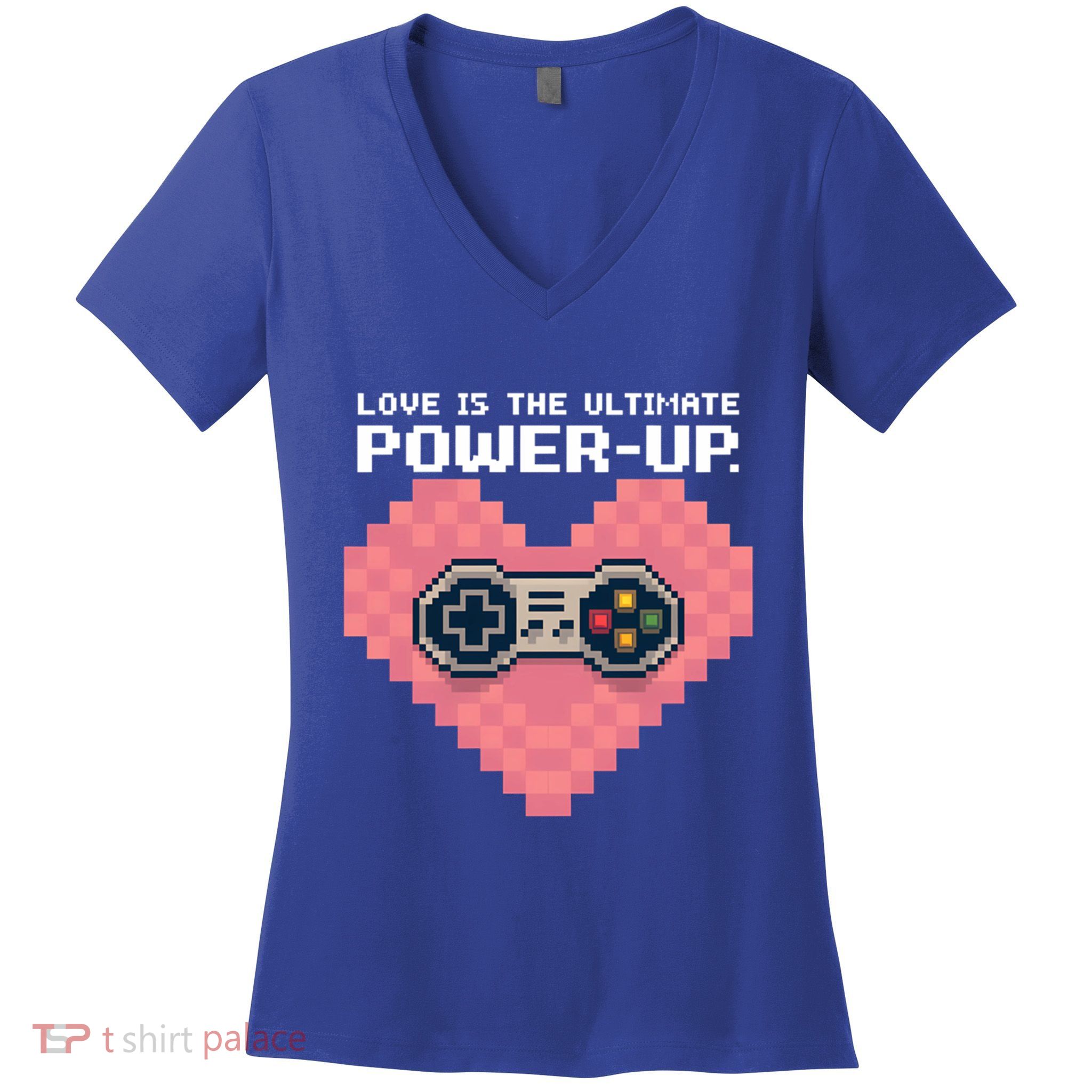 Love Is The Ultimate Powerup Funny Heart Game Controller Great Gift Women's V-Neck T-Shirt