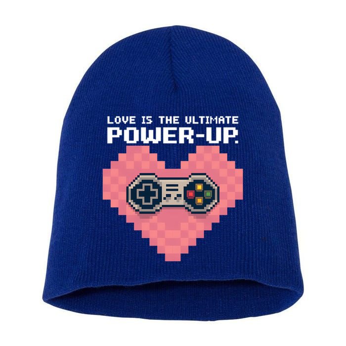 Love Is The Ultimate Powerup Funny Heart Game Controller Great Gift Short Acrylic Beanie