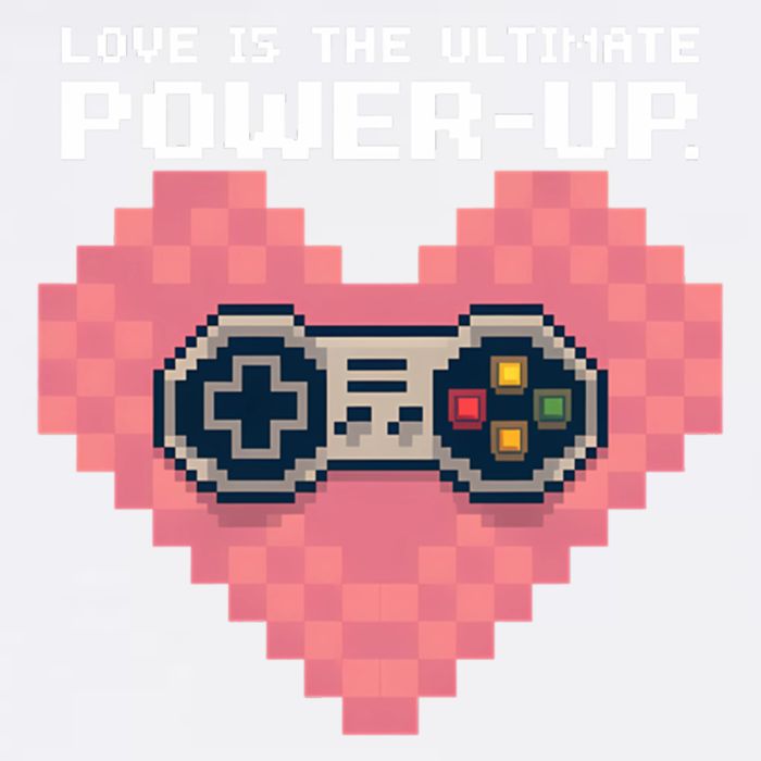 Love Is The Ultimate Powerup Funny Heart Game Controller Great Gift Garment-Dyed Sweatshirt