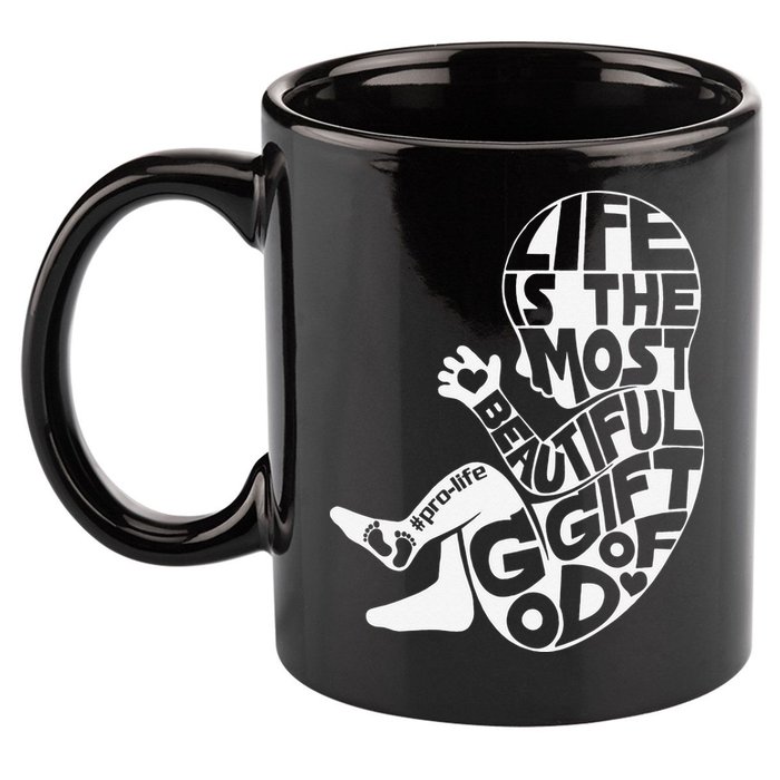 Life Is The Most Beautiful Of God ProLife Saves Lives 11oz C Handle Ceramic Mug
