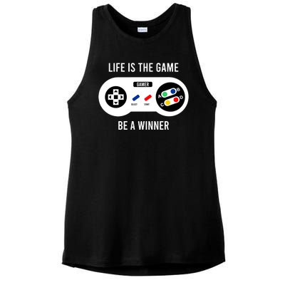 Life Is The Game Be A Winner Ladies PosiCharge Tri-Blend Wicking Tank