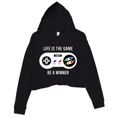 Life Is The Game Be A Winner Crop Fleece Hoodie