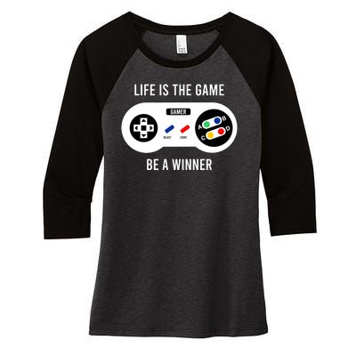 Life Is The Game Be A Winner Women's Tri-Blend 3/4-Sleeve Raglan Shirt