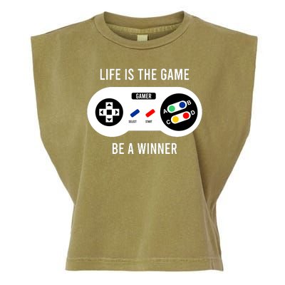 Life Is The Game Be A Winner Garment-Dyed Women's Muscle Tee